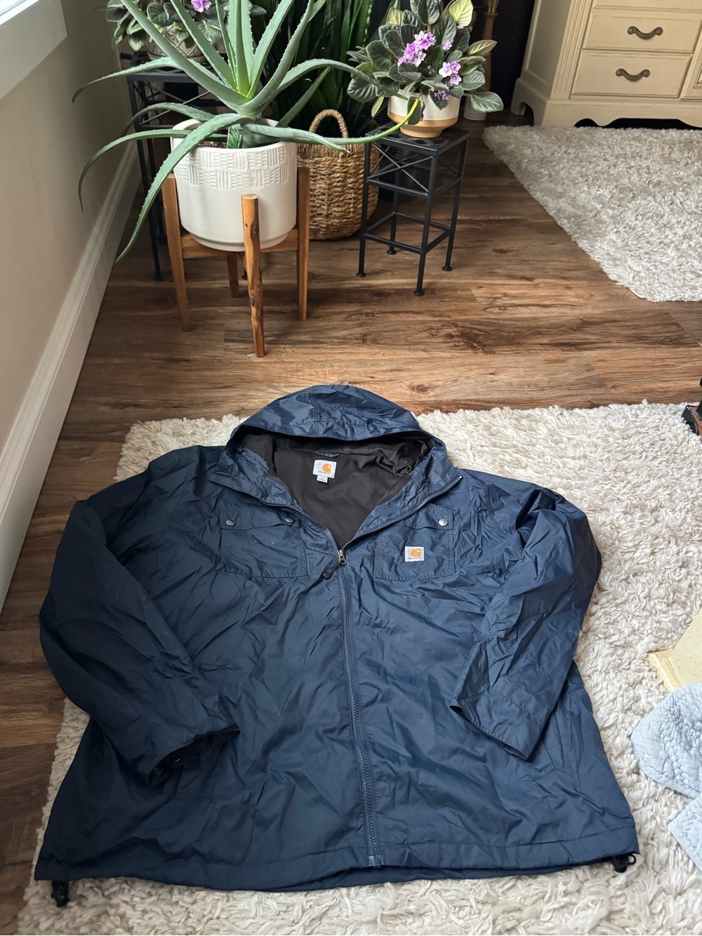 Carhartt Navy Hooded Raincoat Shell